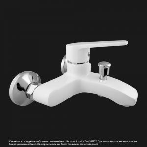 Бял смесител за баня с душ комплект стенен Synchro SKL-6800