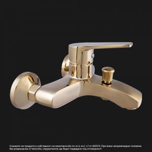 Душ смесител за баня, вана с душ комплект златен стенен Synchro SKL-6800