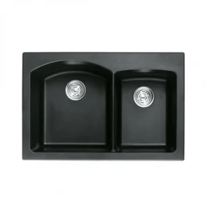 Двойна гранитна мивка ICGS 8401 черна 56×84 – Inter Ceramic