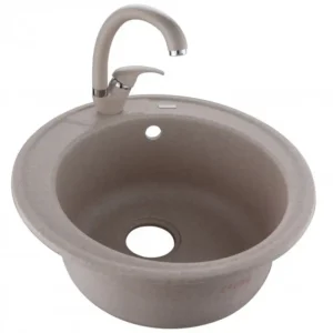 Гранитна кухненска мивка със смесител ICGSF 8252 пясъчна – Inter Ceramic