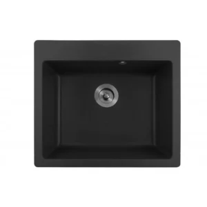 Гранитна кухненска мивка квадратна ICGS 8304 черна – Inter Ceramic