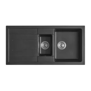 Гранитна кухненска мивка с две корита ICGS 8201 черна – Inter Ceramic