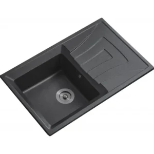 Гранитна мивка с крило ICGS 8104 черна 50×78 – Inter Ceramic