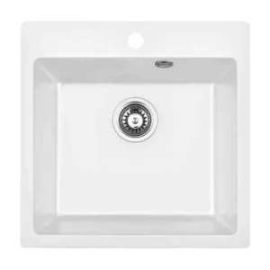 Гранитна кухненска мивка с отвор 5050 бяла – Inter Ceramic