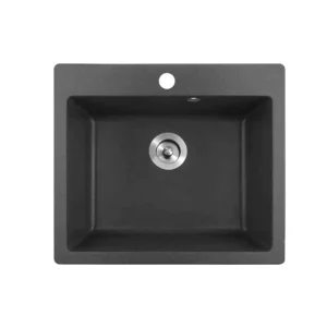 Гранитна кухненска мивка с отвор 8304 черна – Inter Ceramic