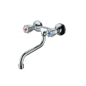 Стенен смесител за кухня Inter Ceramic Дунав ICF 5018719C M7116 хром с две ръкохватки