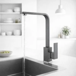 Кухненски смесител Inter Ceramic ICF 233010 GRAY с висок чучур и гранитно покритие