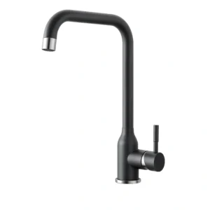 Кухненски смесител Inter Ceramic 7107005 GREY с висок чучур и гранитно покритие