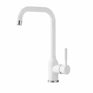 Кухненски смесител бял Inter Ceramic 7107005 WHITE с висок чучур и гранитно покритие