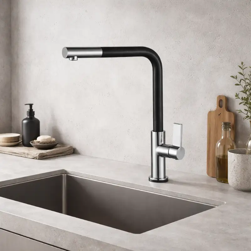 Кухненски смесител Inter Ceramic ICF 718650 BLACK в модерна кухня