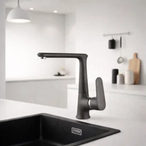 Стоящ кухненски смесител Inter Ceramic ICF 233014 Gray – висок чучур, модерен дизайн