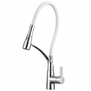Месингов смесител за кухня Inter Ceramic LEONI ICF 7561018W с гъвкав чучур