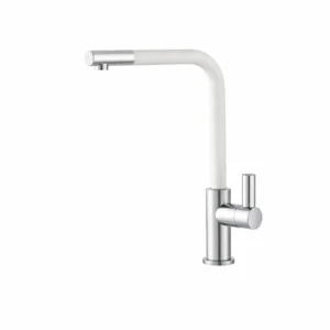 Кухненски смесител Inter Ceramic ICF 718650 бял с висок чучур и гранитно покритие