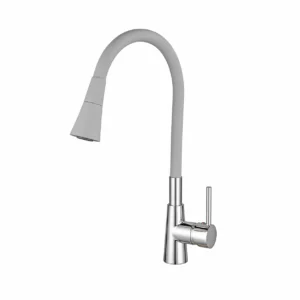 Месингов смесител за кухня Inter Ceramic HAVANA ICF 7108223 Grey с гъвкав чучур