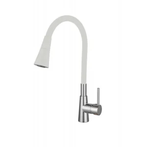 Месингов смесител за кухня Inter Ceramic HAVANA ICF 7108223 White с гъвкав чучур