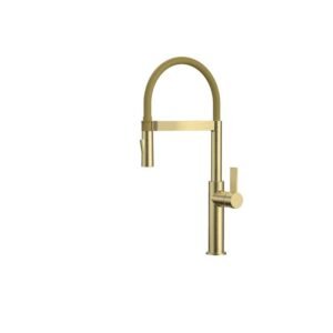 Кухненски смесител Inter Ceramic ICF 7169184BRUSH GOLD златен с изтеглящ душ