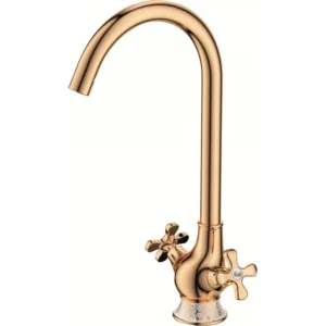 Златен смесител за кухня с две ръкохватки Inter Ceramic Sahara 706086 7313